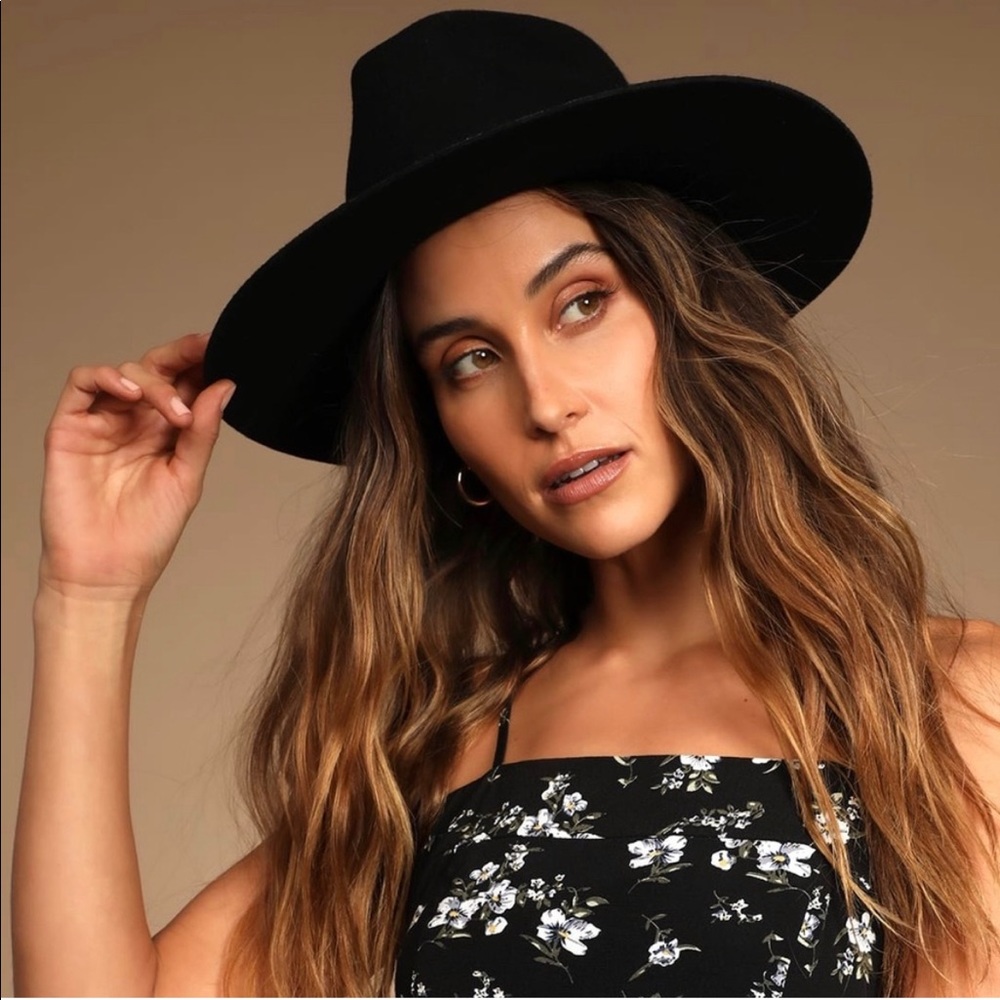 Wyeth wide brim rancher fedora hat black wool